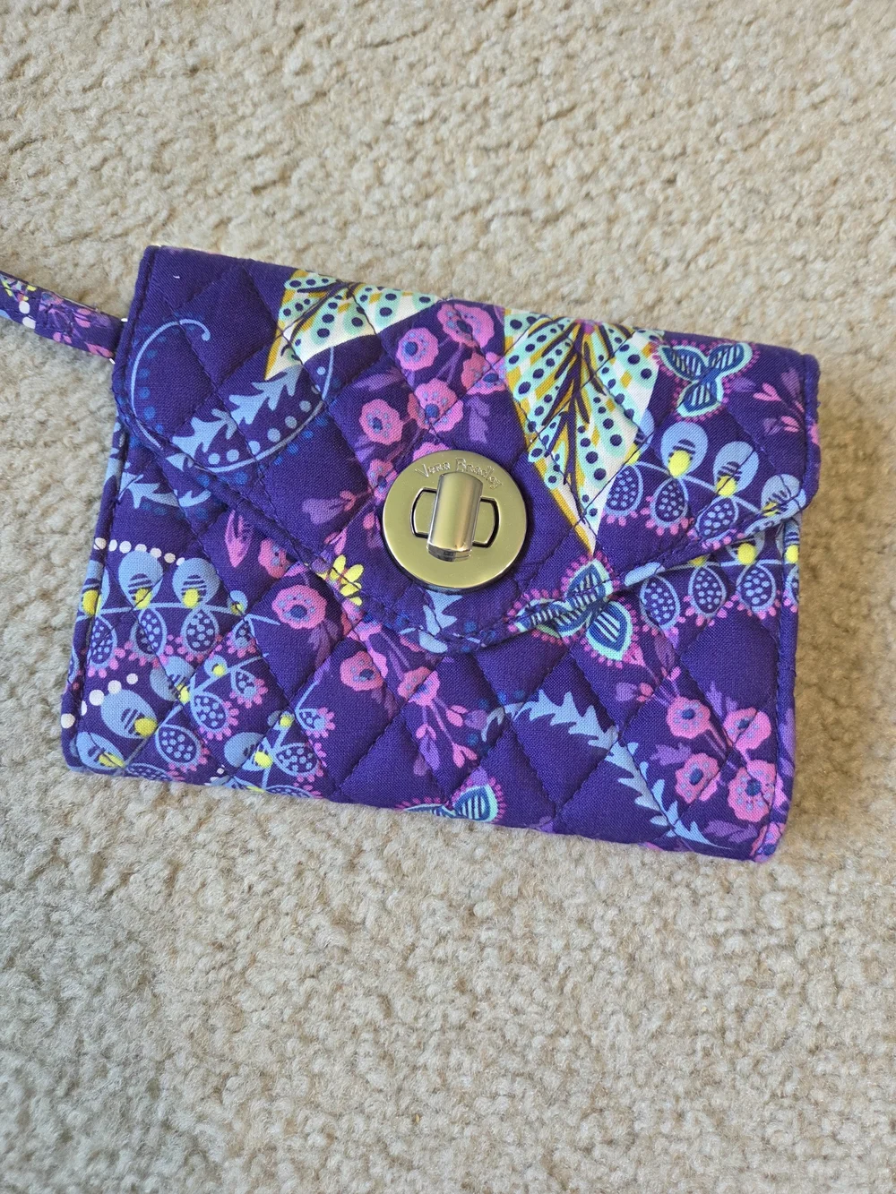 Vera Bradley Turn Lock Wristlet Wallet- Batik Leaves